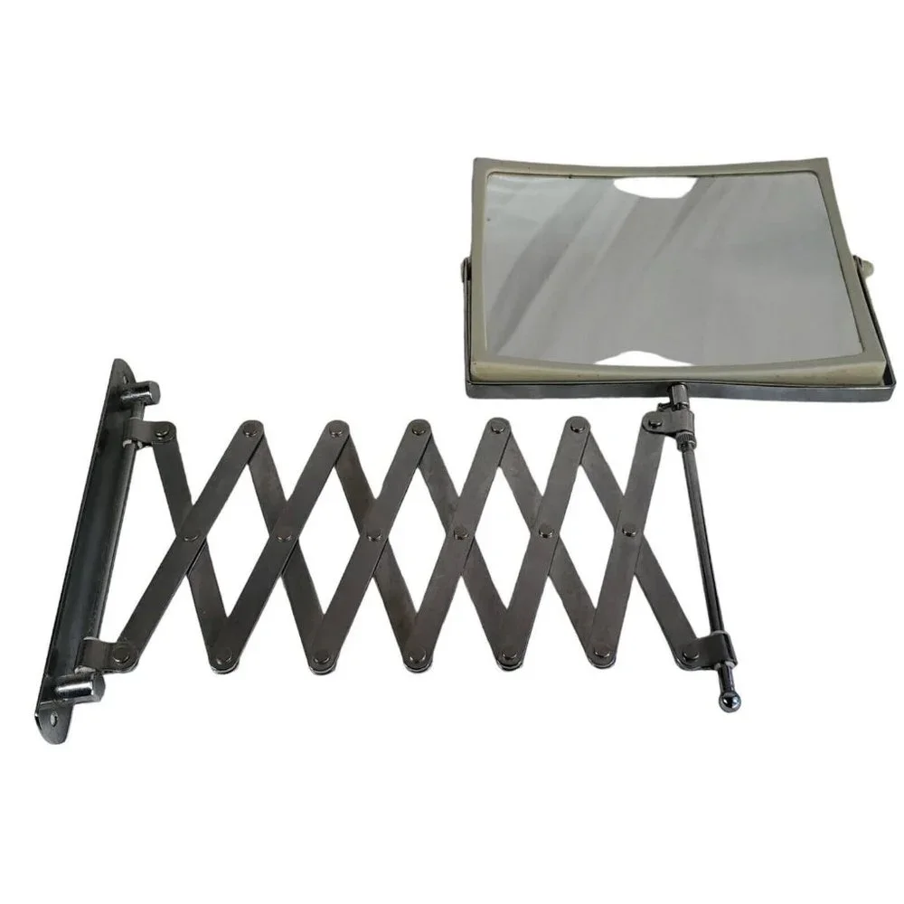 Mid Century Vintage Accordion Wall Mount Pivoting Make Up Vanity Mirror Scissor